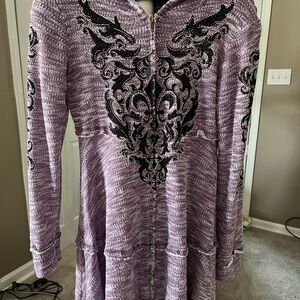 Vocal zip up hooded rhinestone jacket size M